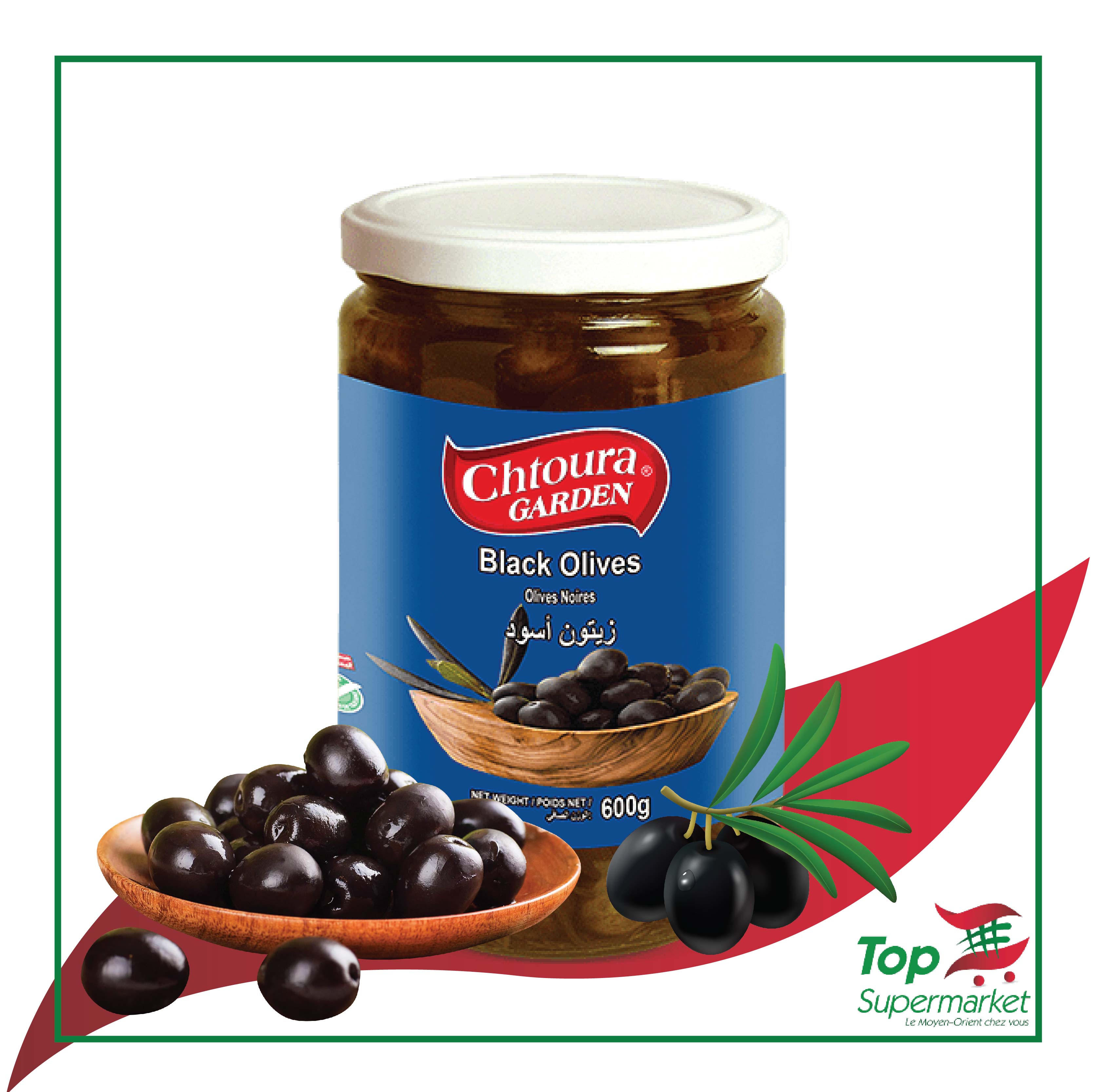 Chtoura Garden olives noires 600gr